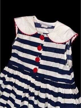 Beautiful JG Hook Girls Dress Vintage 1990 Special Occasion Red, blue and white